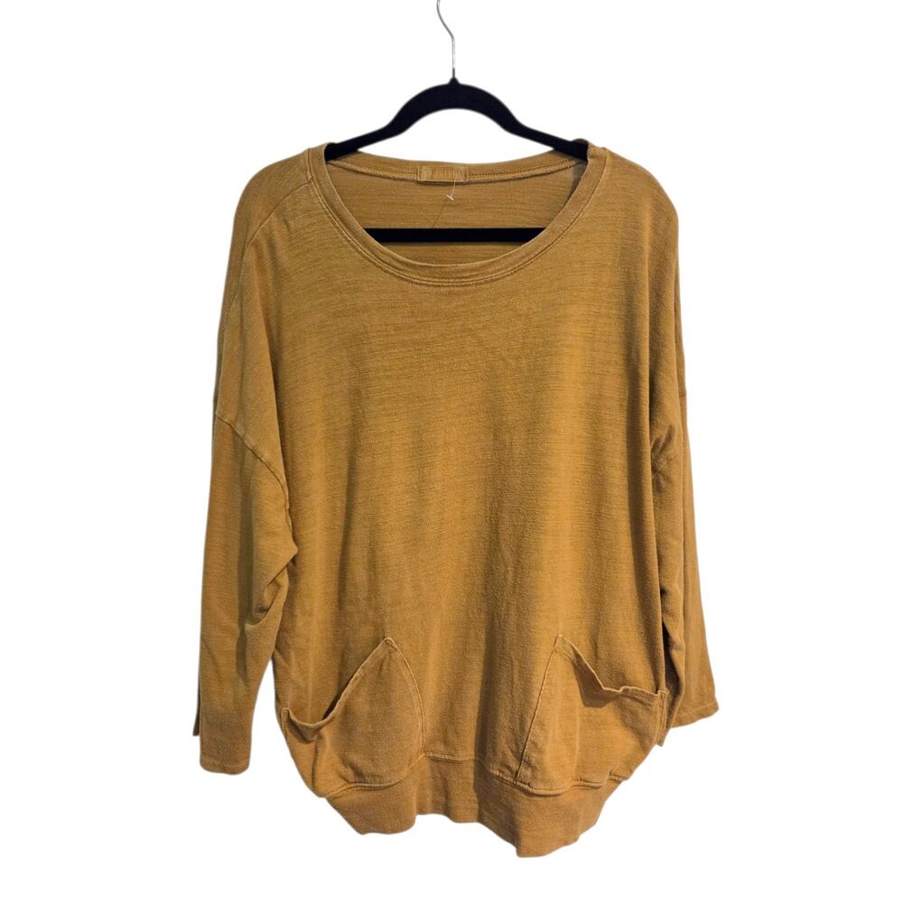 CP Shades Mustard Yellow Sweatshirt Sweater Pockets Size S Small 100% Cotton